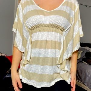 white and tan blouse